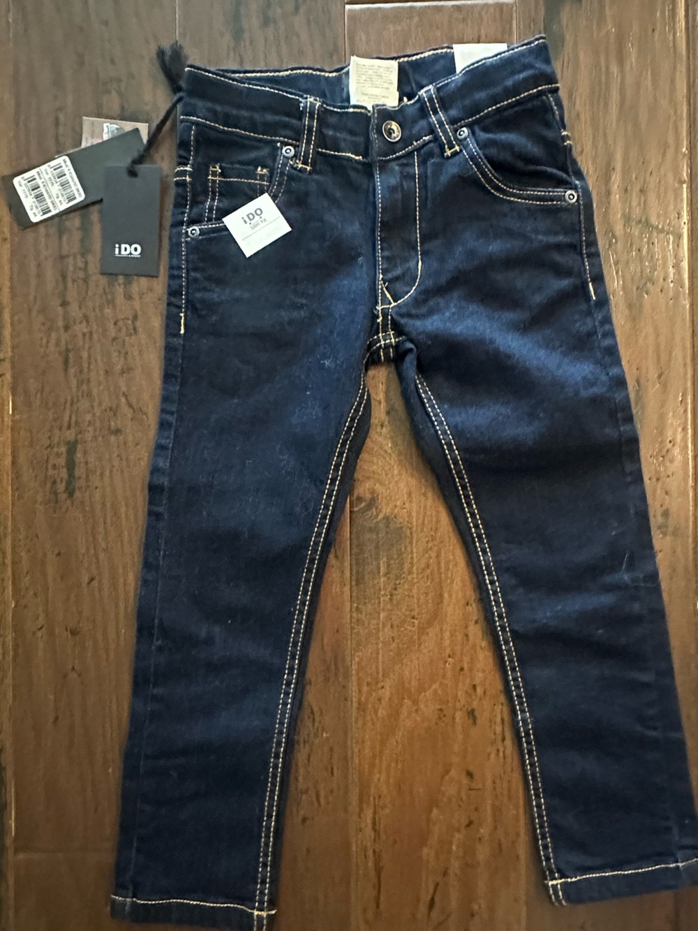 A Classy Chic Boutique Dark Blue Kids Jeans with Contrast Stitching